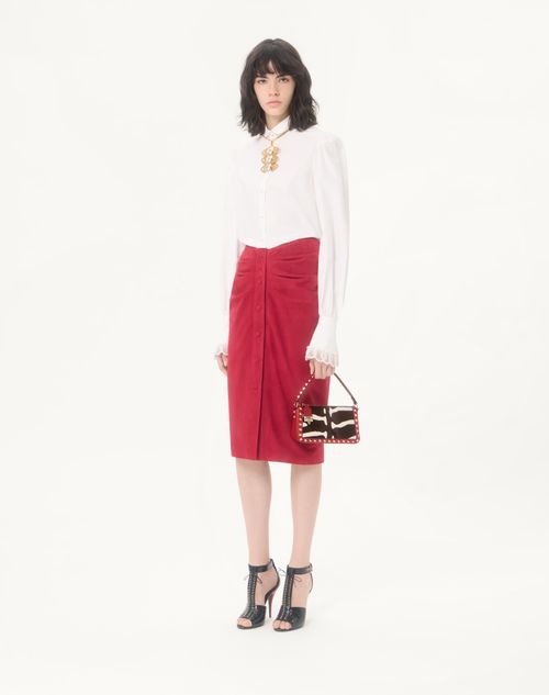 Valentino Garavani - Valentino Garavani Rockstud Small Crossbody Bag In Pony-effect Calfskin - White/marrone/red - Woman - Shoulder Bags